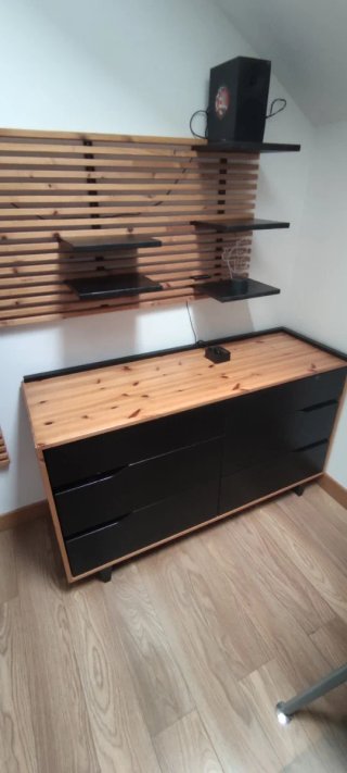 Cómoda IKEA MANDAL Pino y Negro