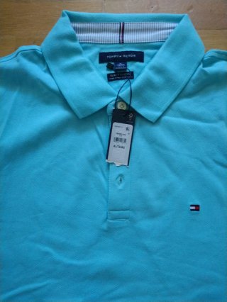 Polo Tommy Hilfiger Talla XL, azul verdoso