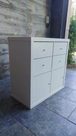 Mueble estantería Kallax blanc 4 cajones 2 puertas