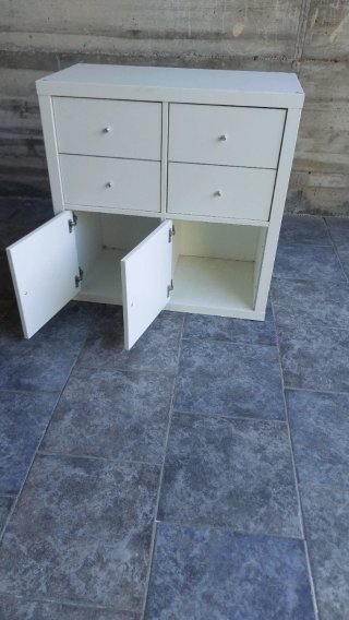 Mueble estantería Kallax blanc 4 cajones 2 puertas