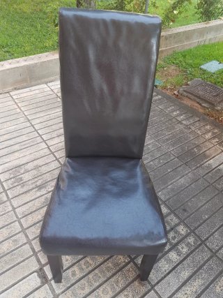 6 Sillas Madera y Piel Marrón Oscuro