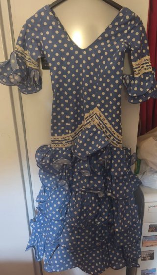Vestido Flamenca Lunares Azul