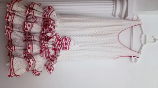 Precioso traje de flamenca rojo y blanco
