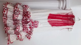 Precioso traje de flamenca rojo y blanco