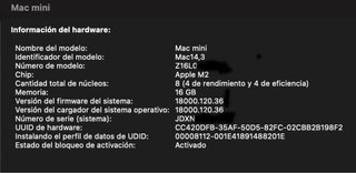 Mac Mini M2 16GB RAM 1TB SSD Plata