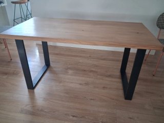 Mesa Comedor Roble Macizo Industrial