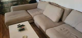 Sofá Chaselong de tela beige