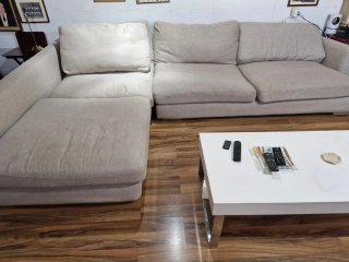 Sofá Chaselong de tela beige