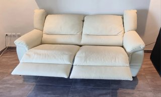 Sofá reclinable de piel auténtica