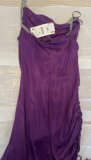 Vestido Morado Tirantes Cadena Talla M