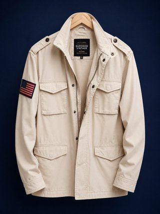 Chaqueta Militar Vintage XXL Beige
