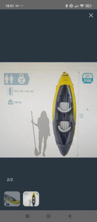 Kayak inflable amarillo y gris