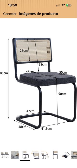 2 Sillas Mid Century Ratan y Metal