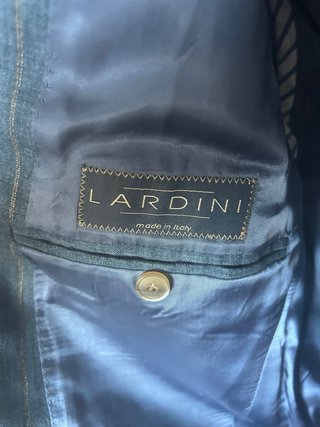 Traje Lardini hombre 100% lino italiano azul raya