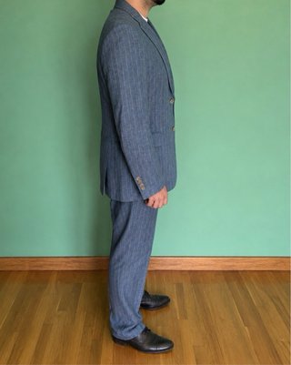 Traje Lardini hombre 100% lino italiano azul raya