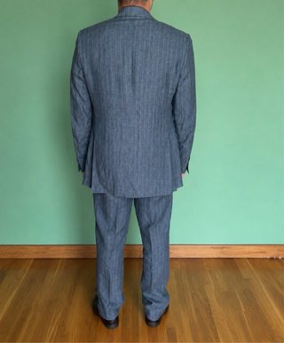 Traje Lardini hombre 100% lino italiano azul raya
