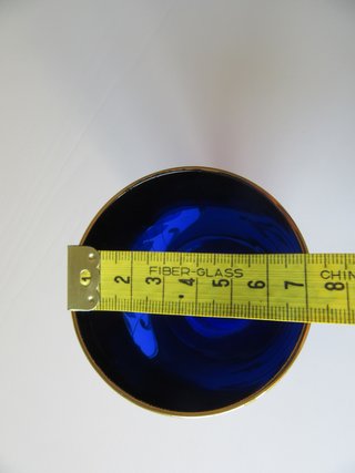 Jarrón Murano Vintage Cristal Azul Dorado