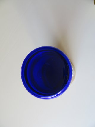 Jarrón Murano Vintage Cristal Azul Dorado