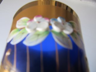 Jarrón Murano Vintage Cristal Azul Dorado