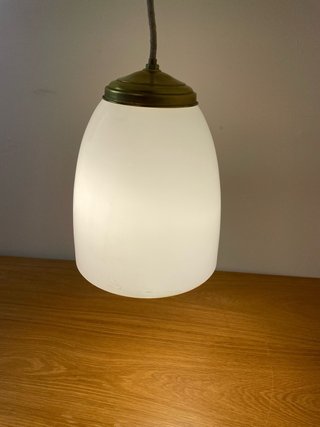 Lampara techo pantalla antigua de cristal opalina