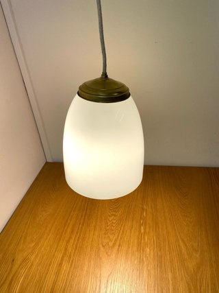 Lampara techo pantalla antigua de cristal opalina