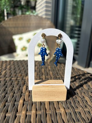 Pendientes Tiburón Ballena Azul y Blanco