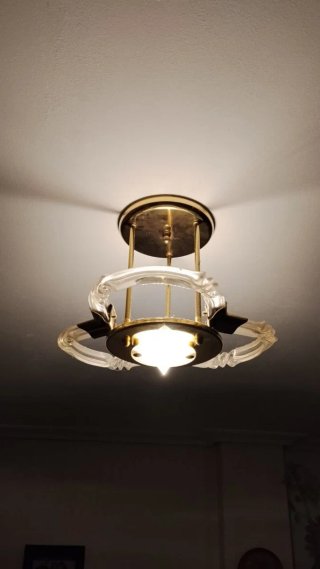 Lámpara de techo cristal y metal dorado