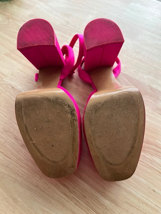 Tacones Fucsia Plataforma Correa Tobillo