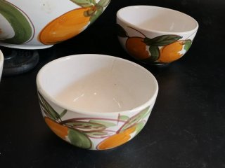 Ensaladera y cuencos de cerámica vintage C.A.L