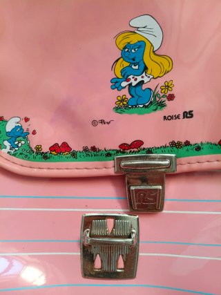 Antigua mochila escolar rosa Los Pitufos Pitufina