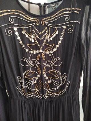Vestido fiesta Zara Trafaluc negro y dorado