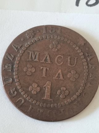 Moneda 1 Macuta A. Portuguesa 1814 Cobre