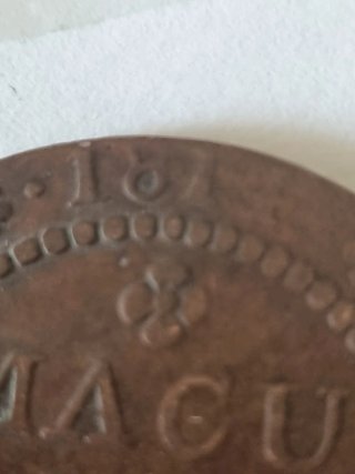 Moneda 1 Macuta A. Portuguesa 1814 Cobre