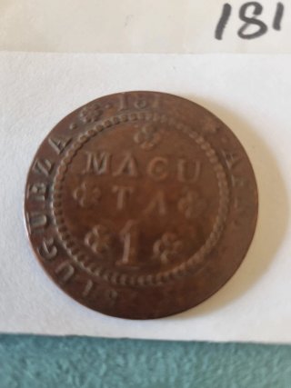 Moneda 1 Macuta A. Portuguesa 1814 Cobre