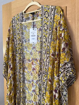 Vestido Kaftán Zara Estampado Flores Talla M