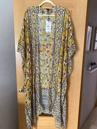 Vestido Kaftán Zara Estampado Flores Talla M