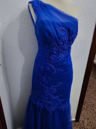 Vestido Largo Azul de Fiesta - Talla 38