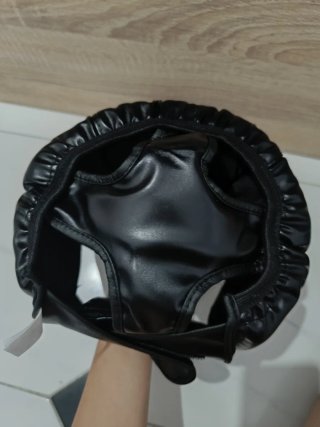 Casco boxeo negro,vendas moradas