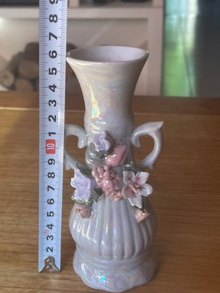 Jarrón Vintage Nacarado Flores 16cm