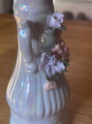 Jarrón Vintage Nacarado Flores 16cm