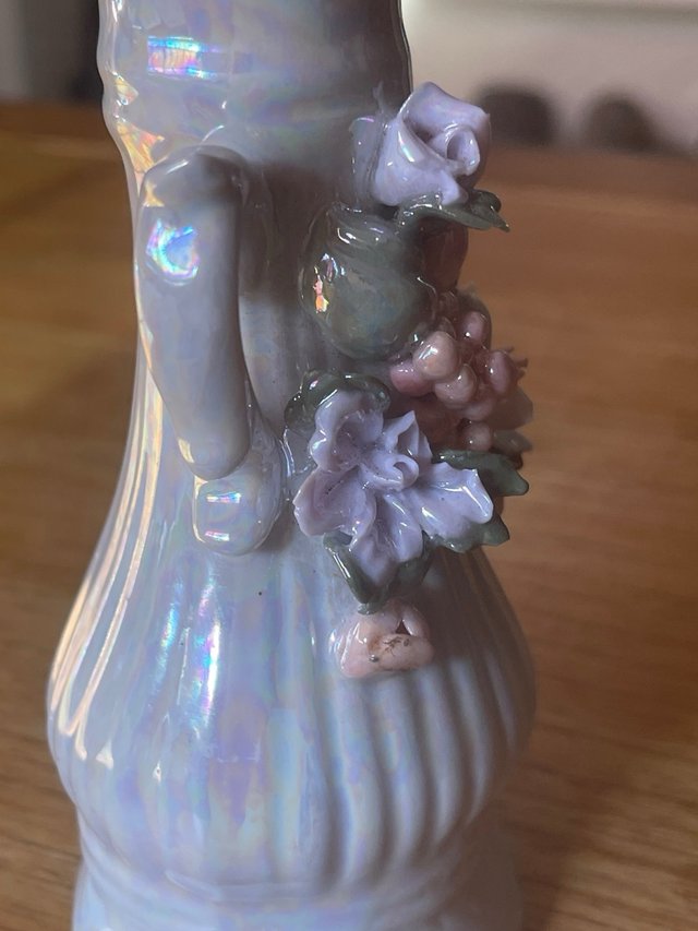 Jarrón Vintage Nacarado Flores 16cm