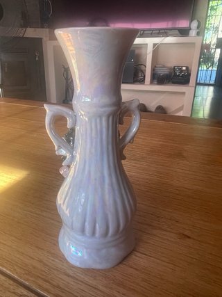 Jarrón Vintage Nacarado Flores 16cm