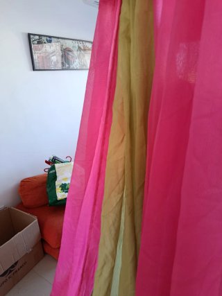 Cortinas Chiffon Rosa y Amarillas