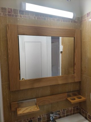 Conjunto mueble baño, lavabo, espejo y accesorios