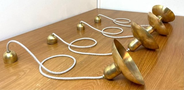 Lámpara colgante con pantalla de latón, industrial