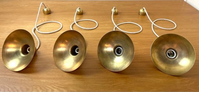 Lámpara colgante con pantalla de latón, industrial