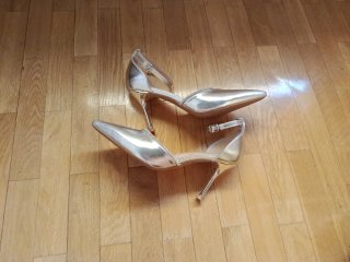 Zapatos de fiesta tacón plateado
