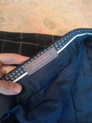 Traje chaqueta y pantalón Zara cuadros azul Talla