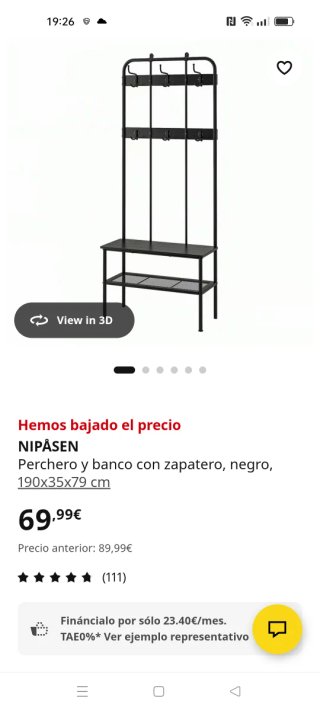 Perchero y zapatero NIPÅSEN Ikea negro