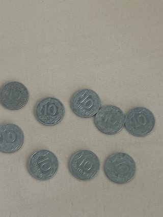9 Monedas 10 Céntimos Franco